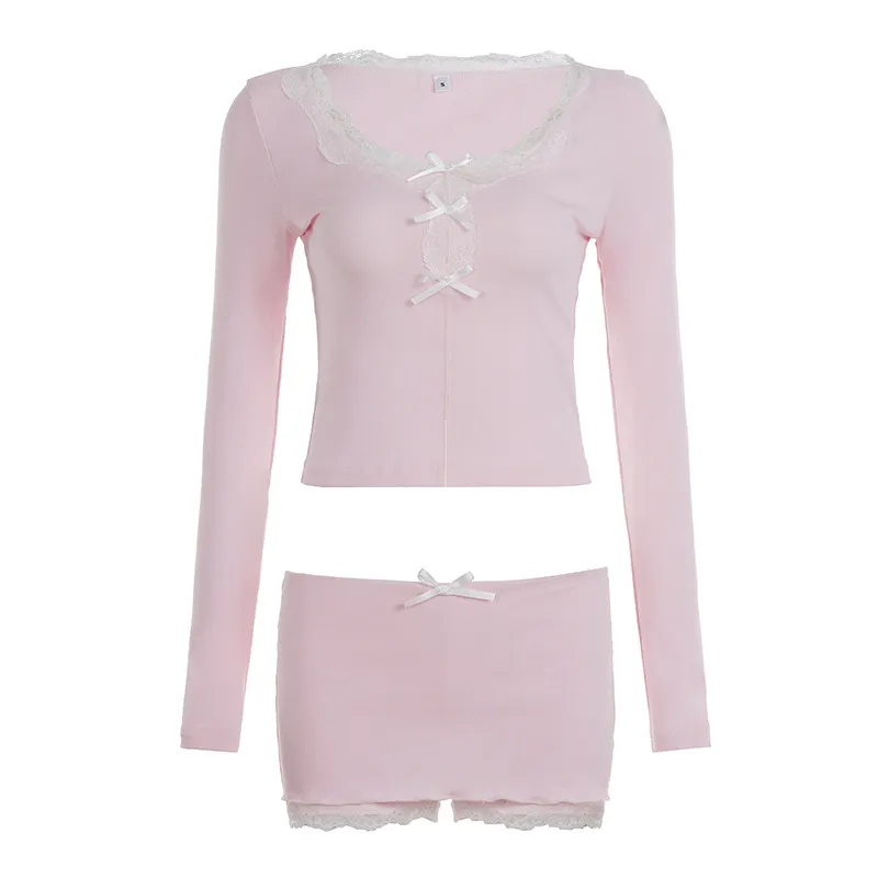 Slimming Street-style Two-piece Set For Casual Home Wear - Pink