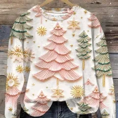 Women's Christmas Casual Round Neck Long Sleeve Sweater - 4 Style-S - View 1