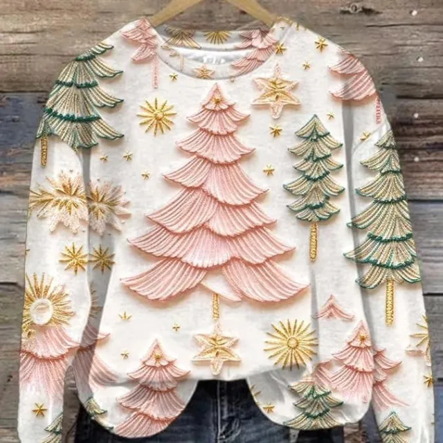 Women's Christmas Casual Round Neck Long Sleeve Sweater 4 Style S - Shop at LoveMi