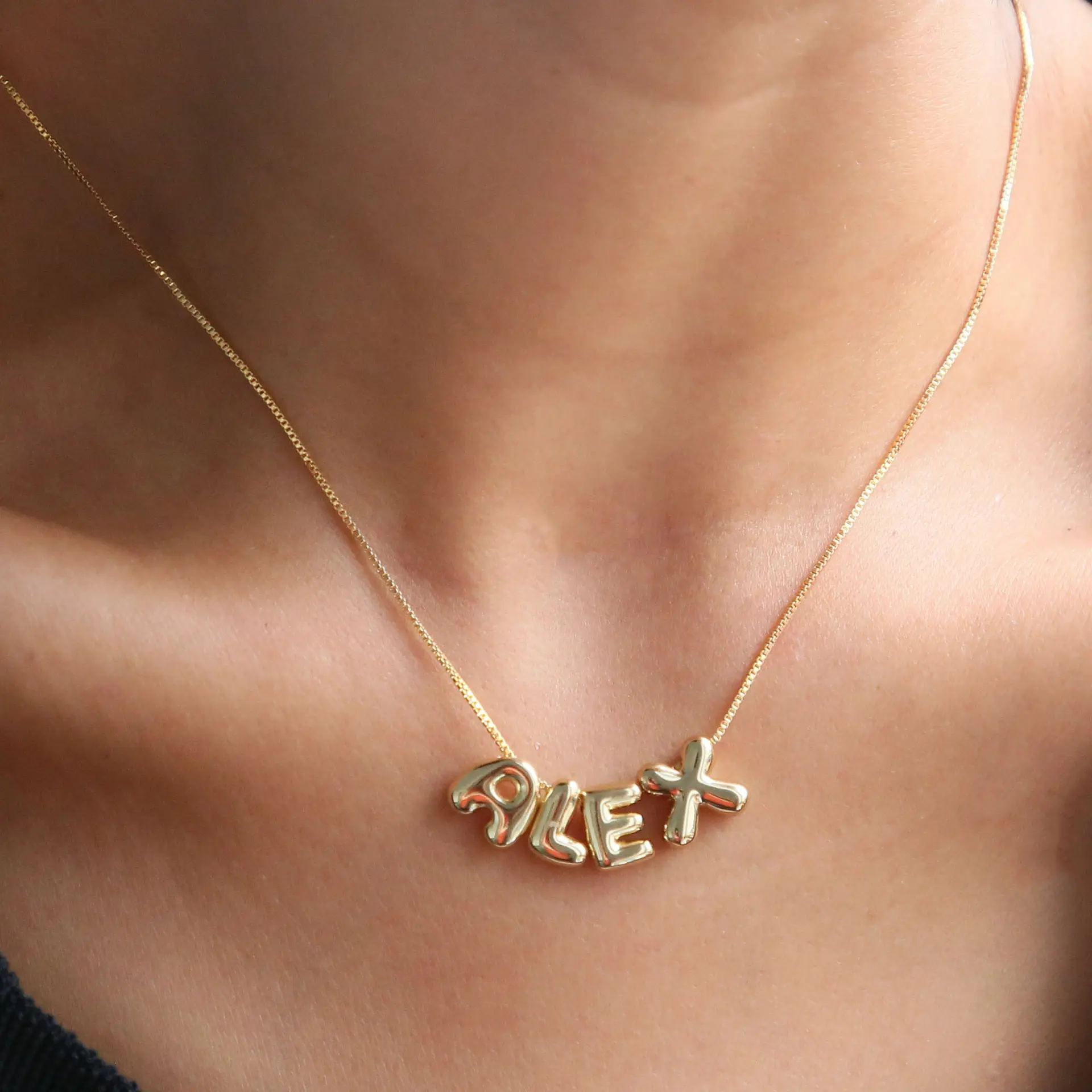 26 English DIY Bubble Letter Pendant Necklace