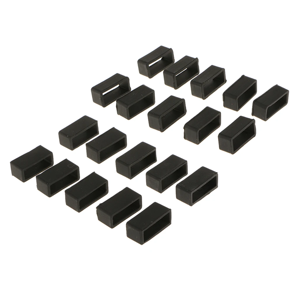 20 Pieces Rubber Replacement Keeper Loops  Strap End Holder Black