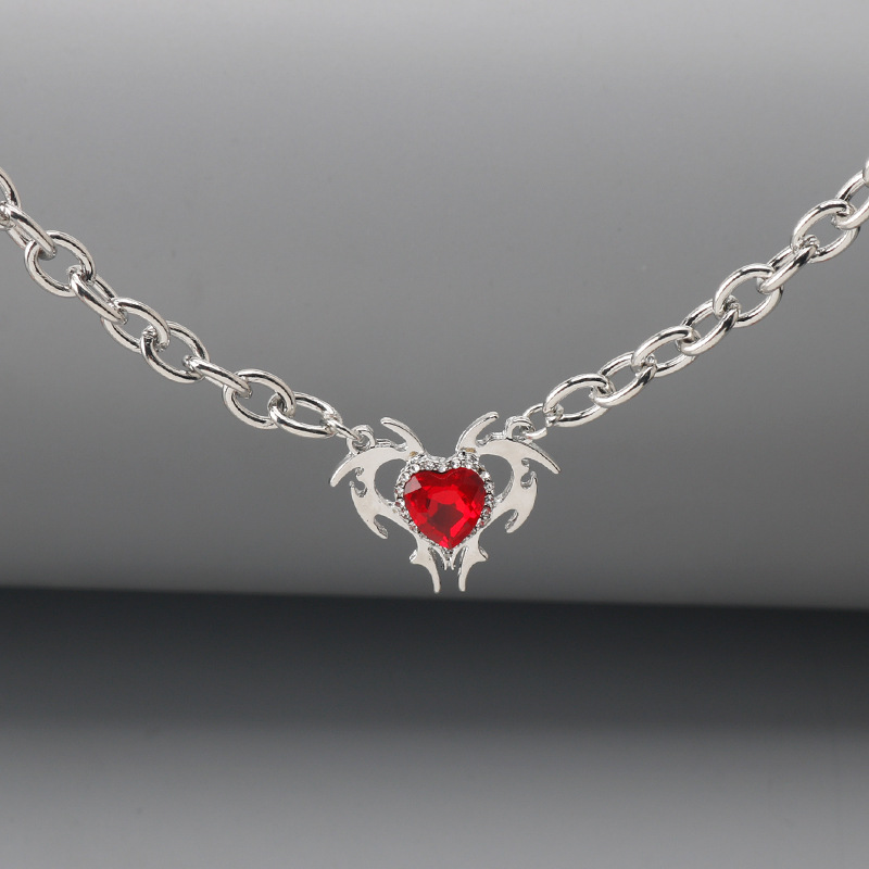 Dark Little Devil Love Pendant Diamond-studded Necklace