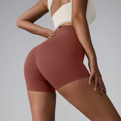 Three-point Yoga Shorts Seamless High Waist - Chestnut-Xl - View 1