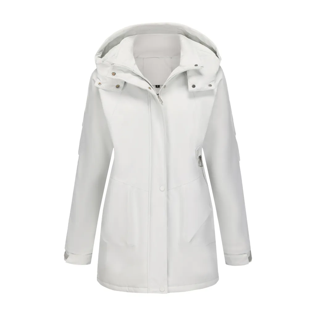Autumn And Winter Mountaineering Women's Casual Shell Jacket Parka - White