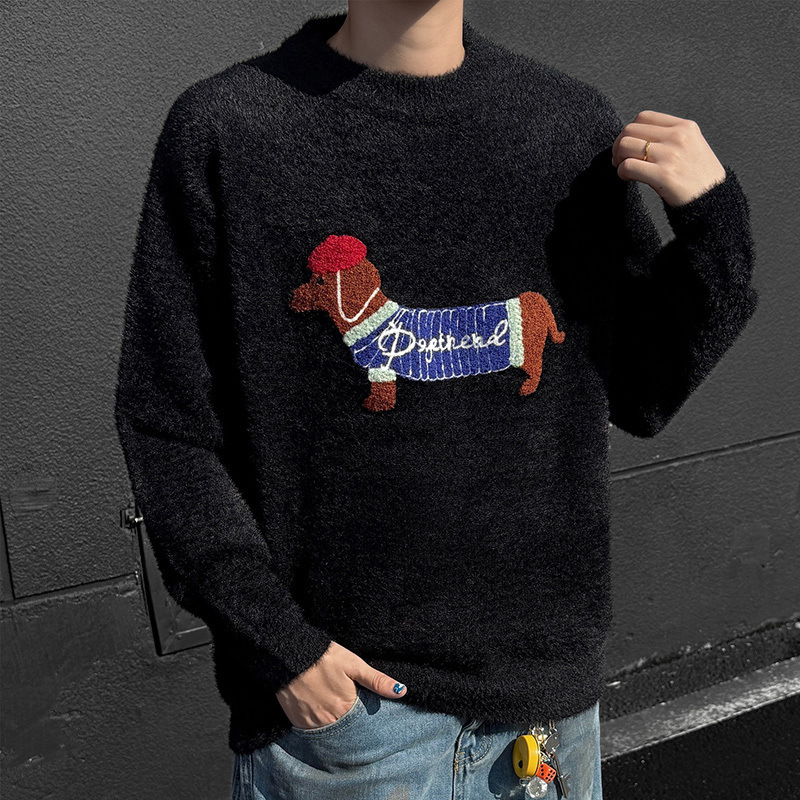 Casual Sweater For Men Featuring A Dachshund Design