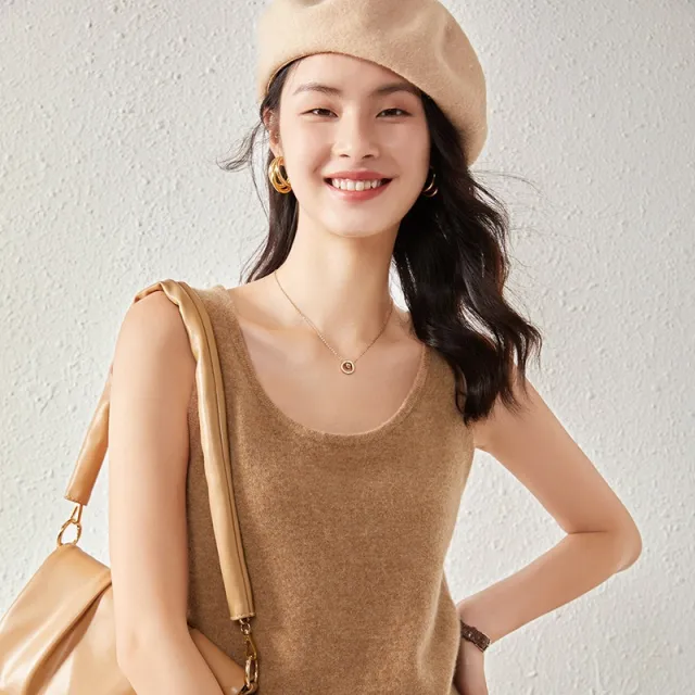 Cashmere Sweater Women's Camisole Close fitting Inner Wear Gold Camel - Shop at LoveMi