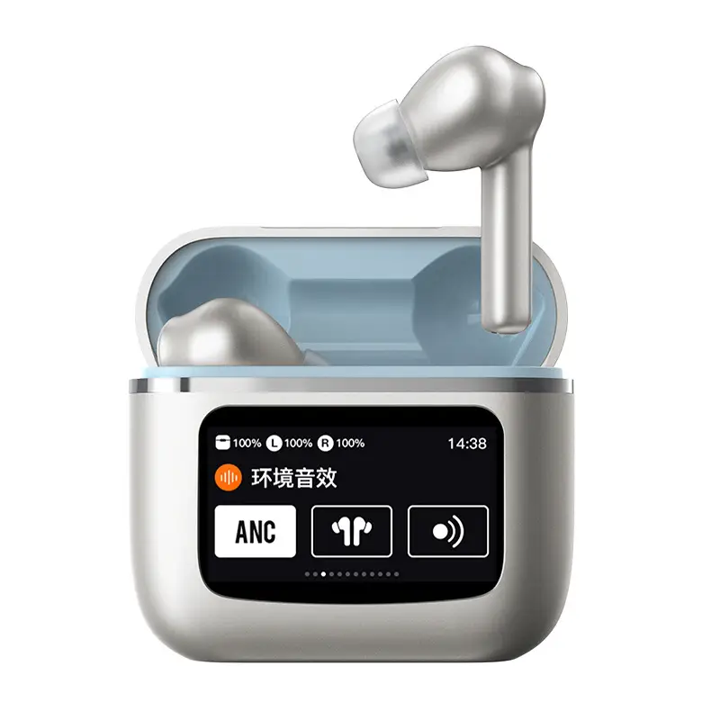 Touch Screen Wireless Noise Reduction In-ear Sports Game Bluetooth Headset — Silver T68