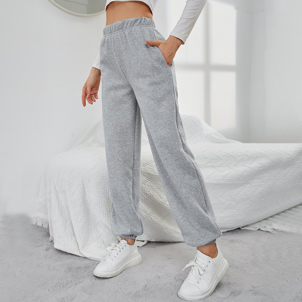 Simple Straight Casual Pants High Top Sports Fleece-lined Trousers - Image 2