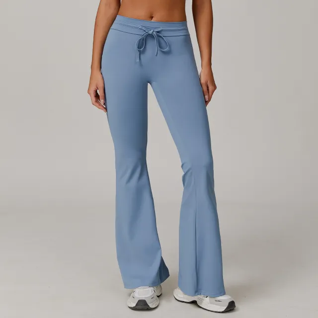 Sun Protection Sports Bell bottom Pants High Waist Drawstring Breathable Cool Pants Blue - Shop at LoveMi