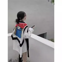 Korean Style Long Sleeve Shirt Cartoon Shawl Sweater Two-piece Vest Set - Black - View 1