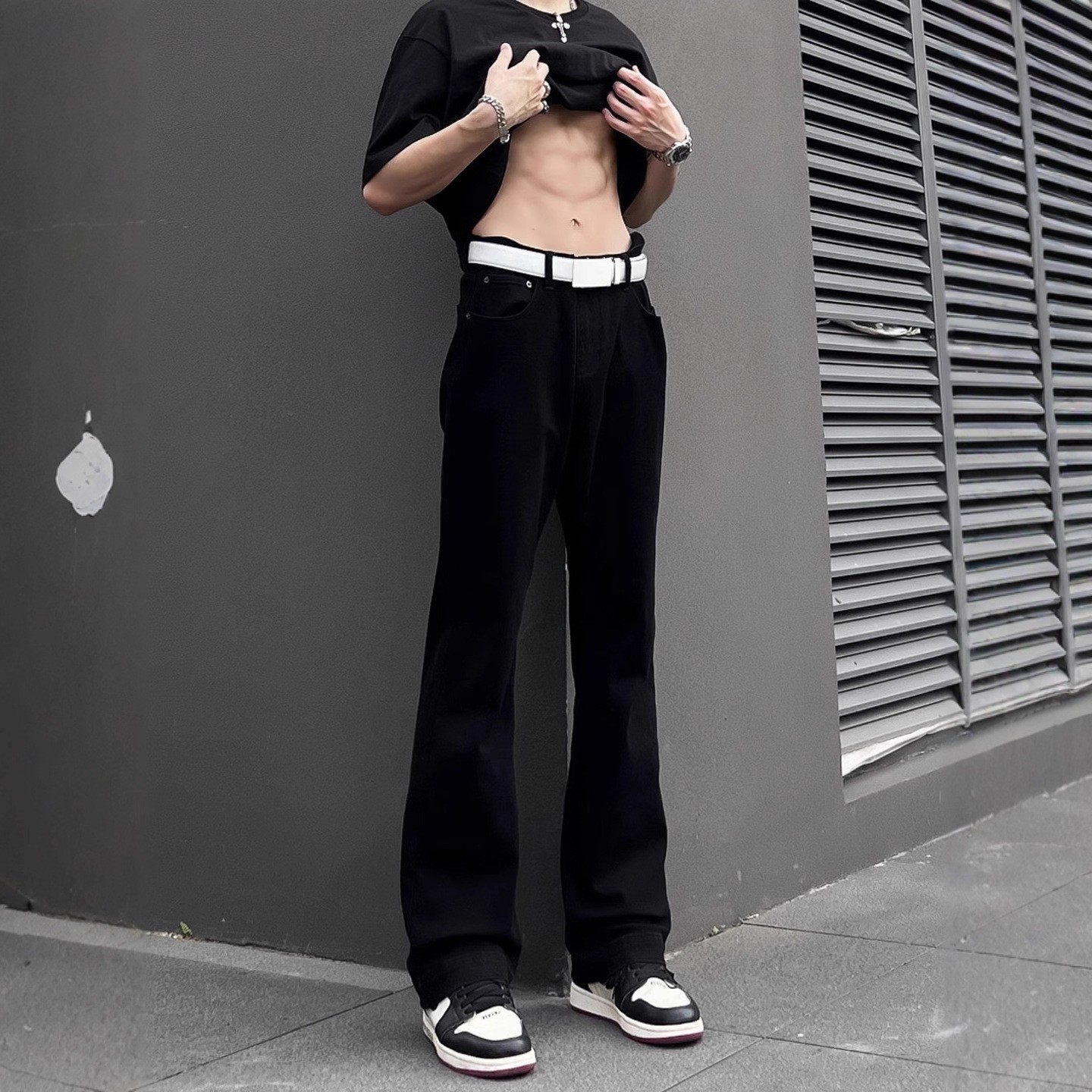 Niche Streetwear High-rise Stretch Slim-fit Bootcut Jeans
