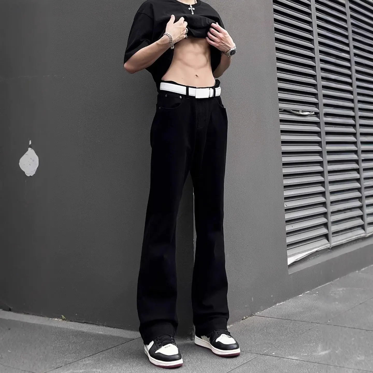 Niche Streetwear High-rise Stretch Slim-fit Bootcut Jeans