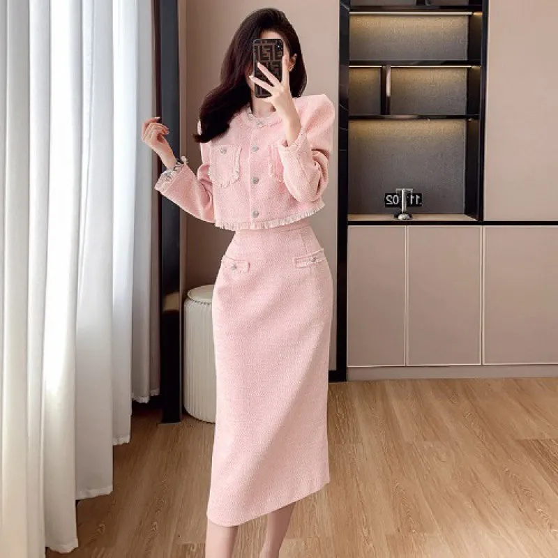 Fashion Personality Classic Style Long Skirt Suit Women - Pink