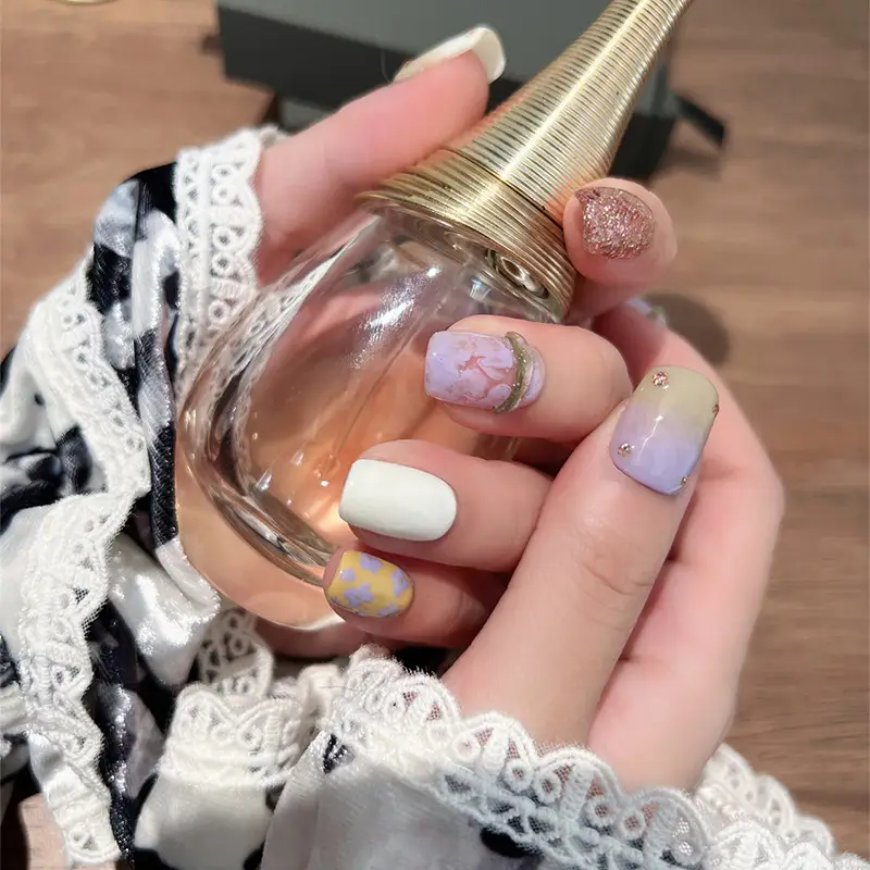 Original Design Summer Fairy Purple Pure Hand Drawing Removable Nail Piercing