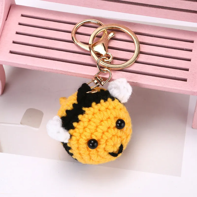 Hand-woven Bee Sad Hamster Keychain - Bee