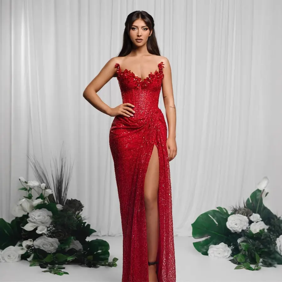 Drop-shaped Diamond Sexy Low-cut High Sitt Red