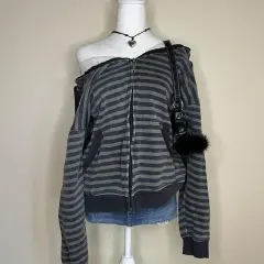 Autumn And Winter New Retro Punk Loose Hooded Jacket - Black - View 1