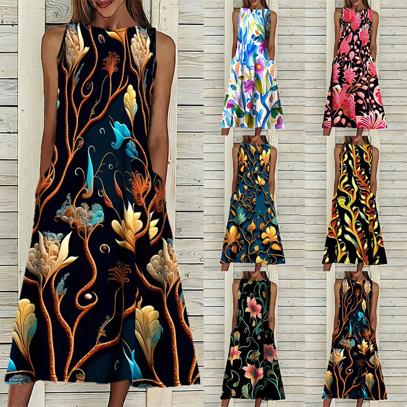 Women's Vest Printed Elegant Plus Size Dress