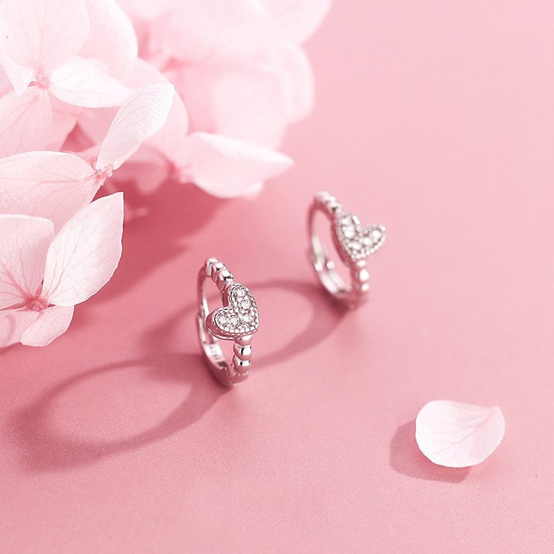 Small Heart Zircon Earrings Niche Mini Women