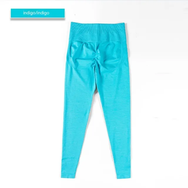 High Top Sports Fitness Belly Contracting Yoga Trousers Indigo - Shop at LoveMi