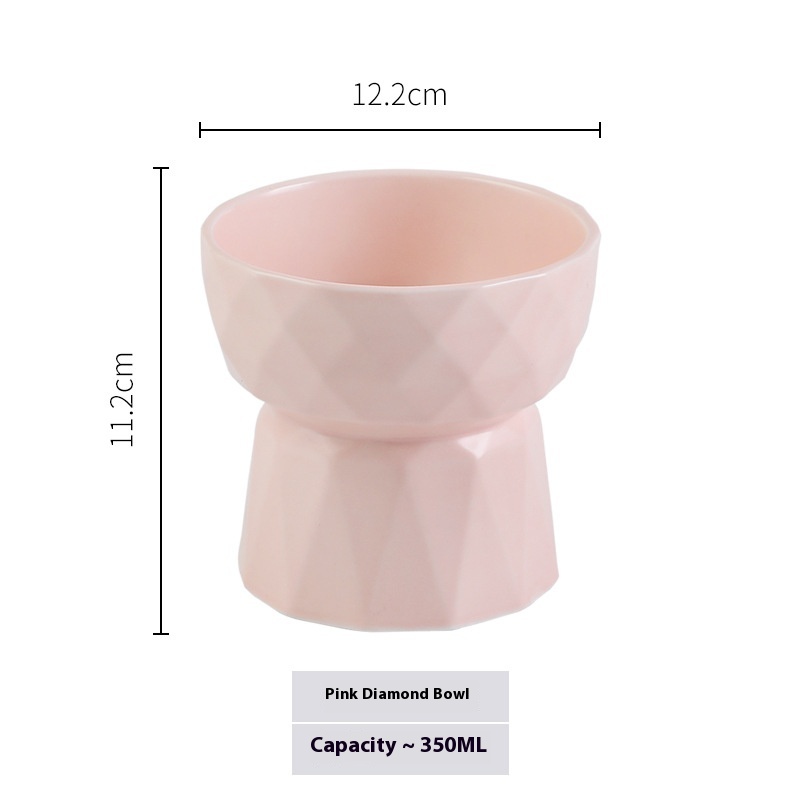 Diamond Cat Bowl Pink