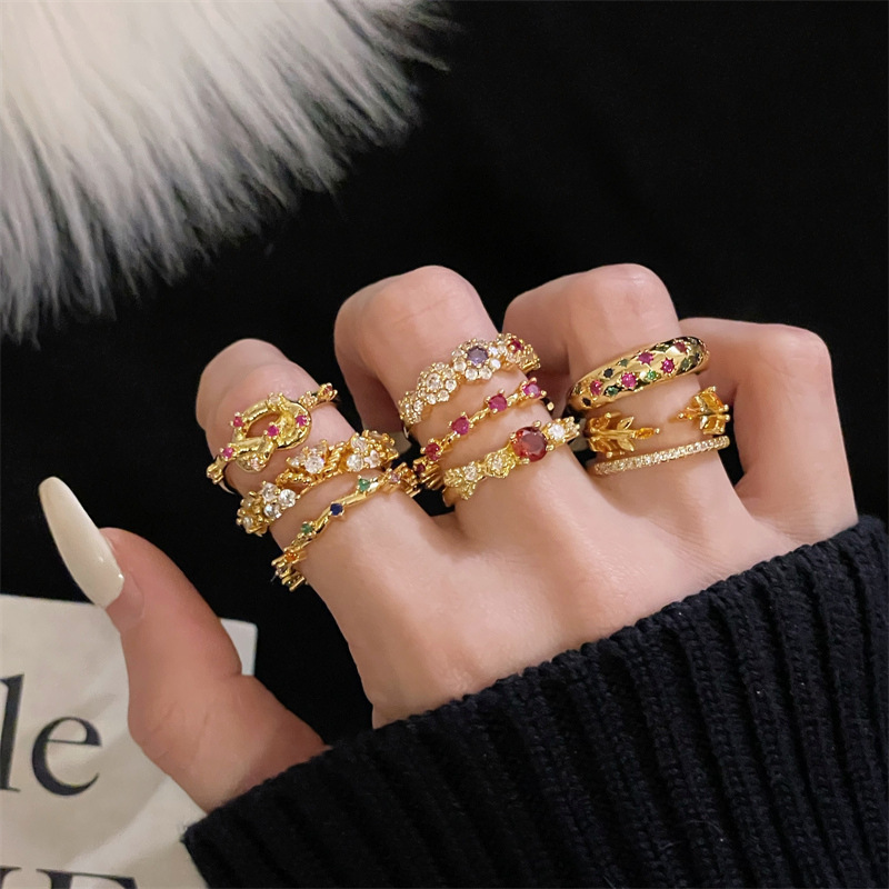 Elegant, Adjustable Ring With Red Zircon For Women