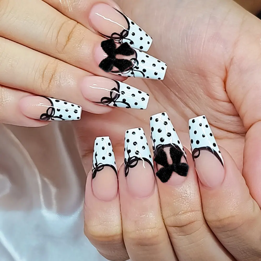 Black And White Spotted Nail Stickers