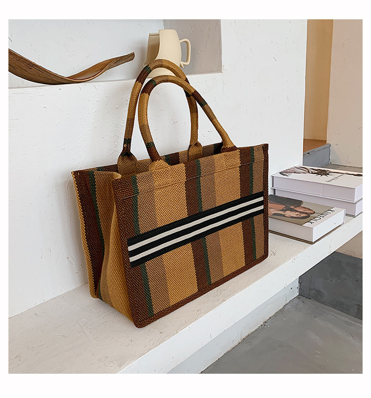 Title 13, New Fashion Plaid Large Capacity Canvas Tote Ba...