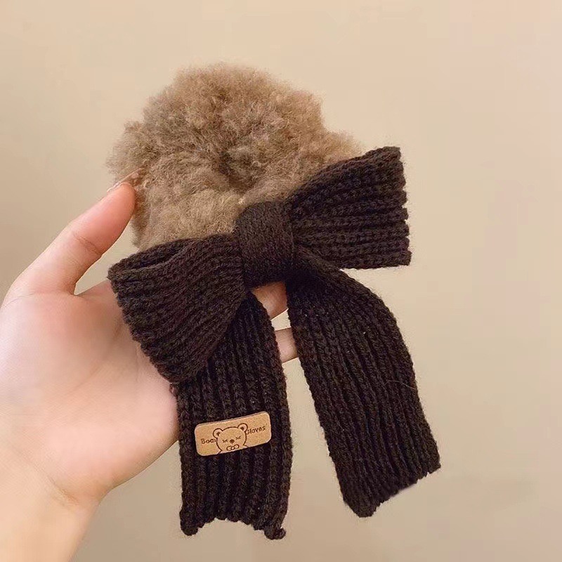 Title 6, New Autumn And Winter Wool Bow Plush Hair Ring