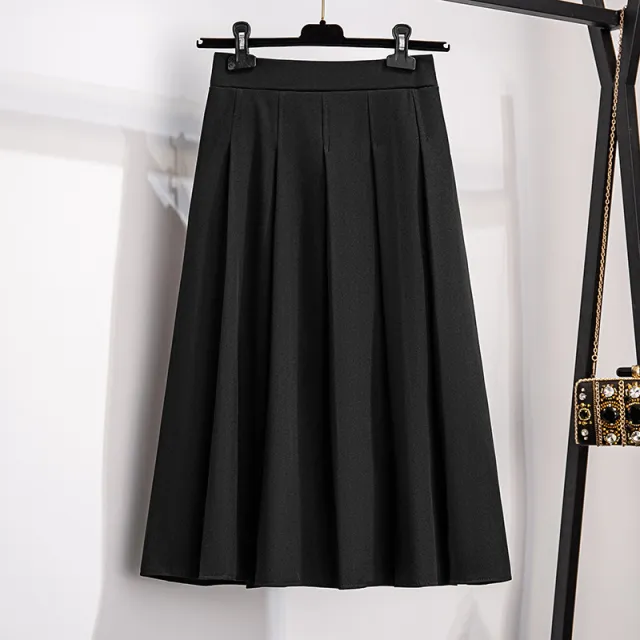 A Line Skirt Slimming And Fashionable Summer Skirt Plus Size Sister Plus Size Black - Shop at LoveMi