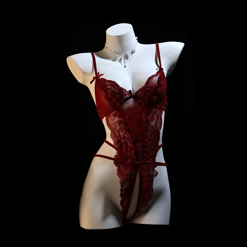 Fashionable Womens Sexy Lace Hollow-Out Jumpsuit