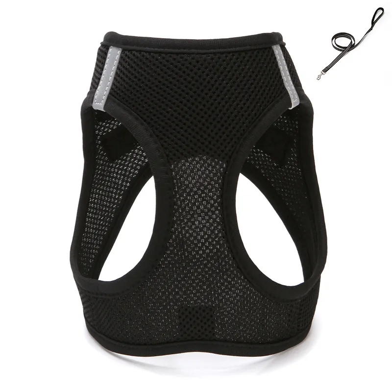 Cat Pulling Rope Vest-style Slip Dogs And Cats Rope Pet Outing Mesh Cat Leash - Black Hand Holding Rope