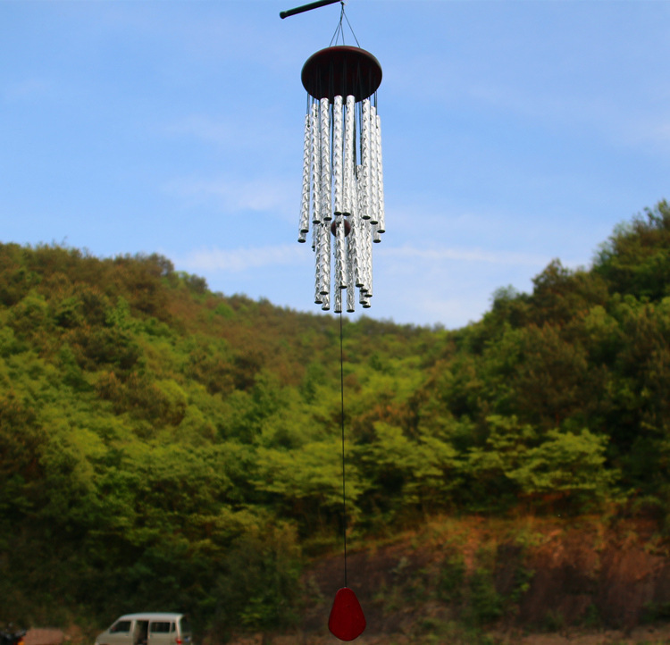 Title 9, Large Solid Wood Bronze Wind Chimes Metal Multi...