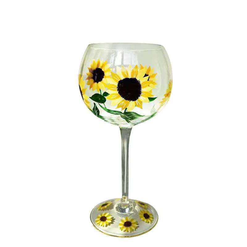 Crystal Glass Hand-painted Flower Glass Goblet Sunflower