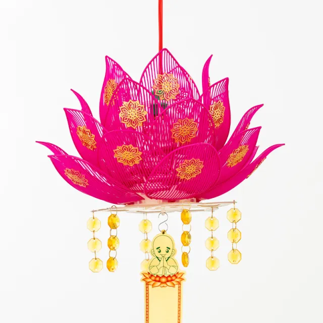 Buddha Worship Lotus Lamp Temple Activity Mid Autumn Festival Wedding Striped Rose Red - Shop at LoveMi