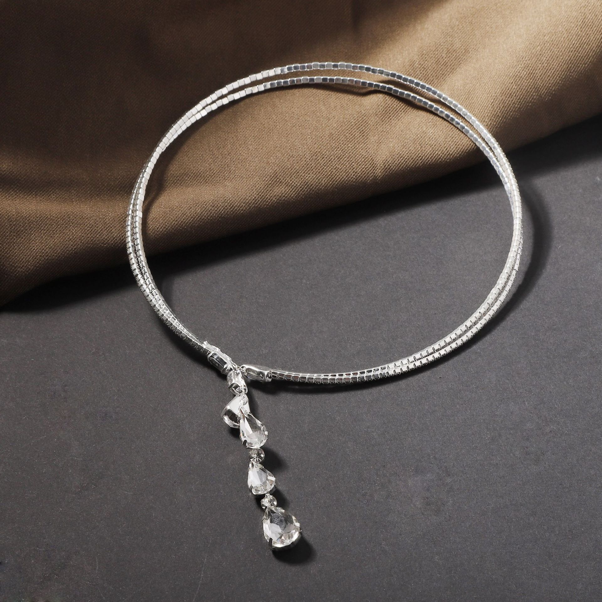 Diamond Water Drop Tassle Fashion Necklace