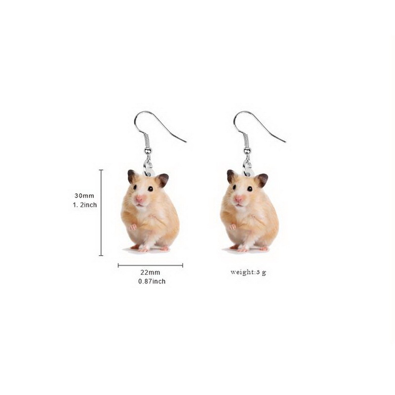 Rooster Yak Hamster Piggy Chick Hedgehog Squirrel Rabbit Black Cat Jarre Aero Bull Puppy Chameleon Animal Earrings