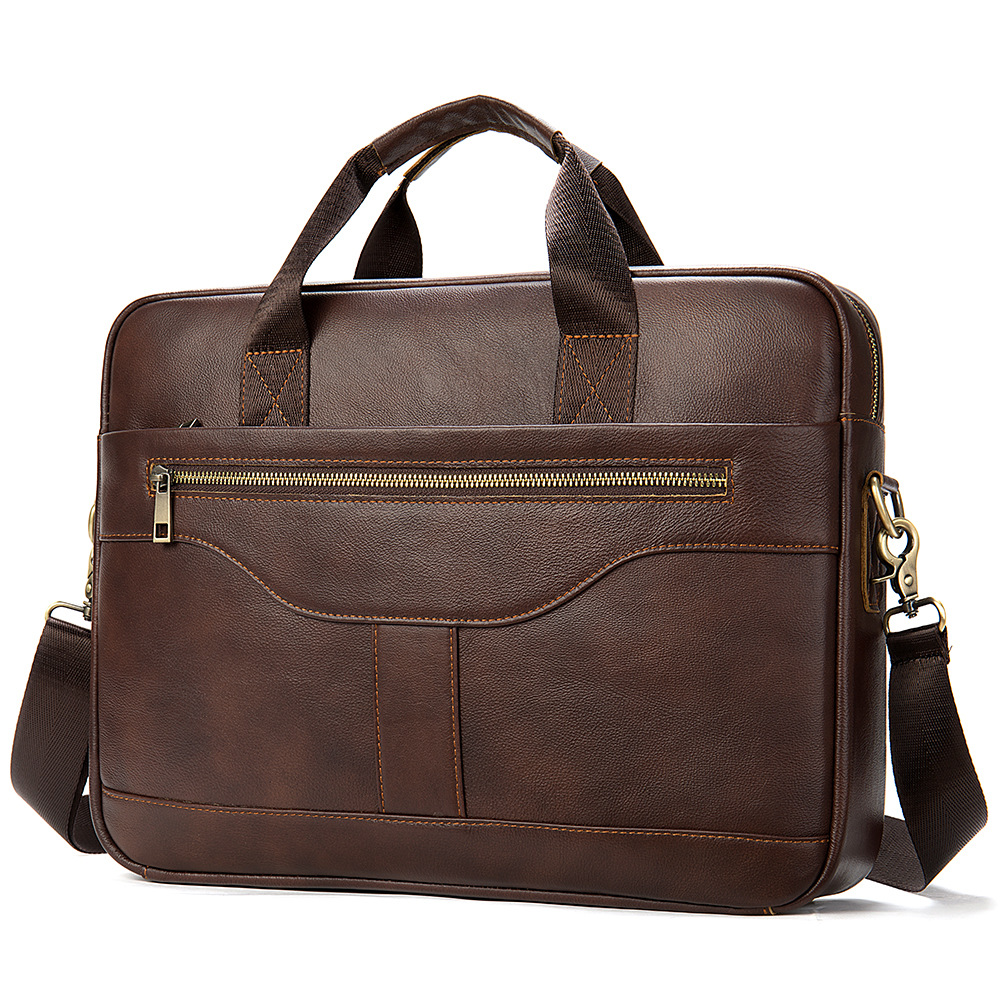 Vintage Business Office Handbag Men's Real-leather Bag Briefcase — foto 3