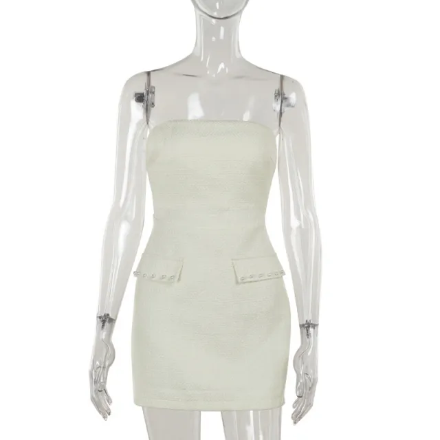 Long Sleeve Jacket Slim Fit Tube Top Dress White Dress - Shop at LoveMi