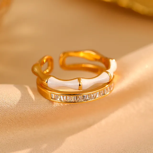 Zircon Bamboo Joint Open Ring Light Luxury Index Finger Ring White - Shop at LoveMi