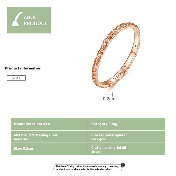Women's Retro Pattern S925 Sterling Silver Ring