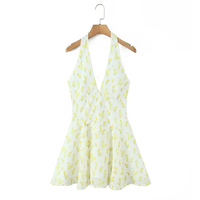 Sweet Lemon Floral Print Halter Dress Floral - Shop at LoveMi
