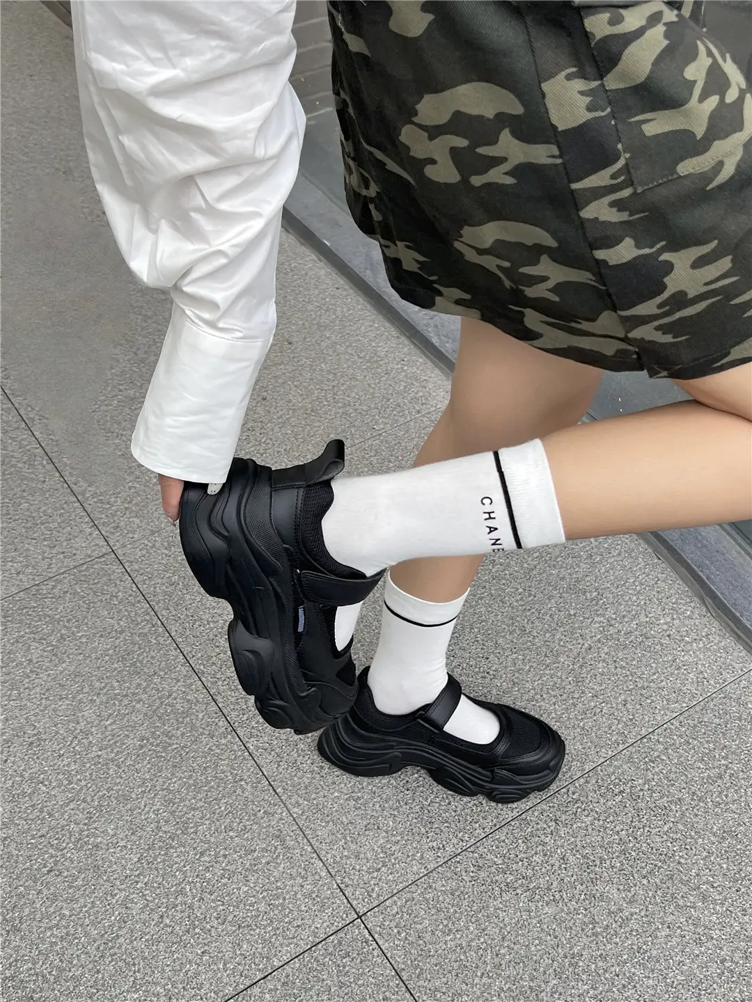 Mary Jane Women's Shoes Velcro Hollow Sneakers Platform Sandals