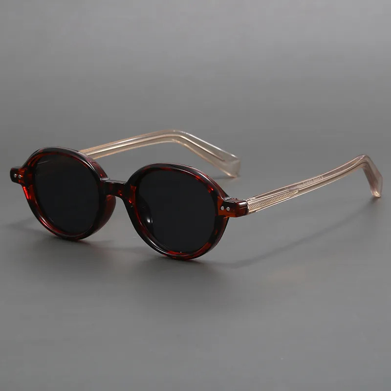Retro Oval Black Frame Sun Shade Glasses - Image 7