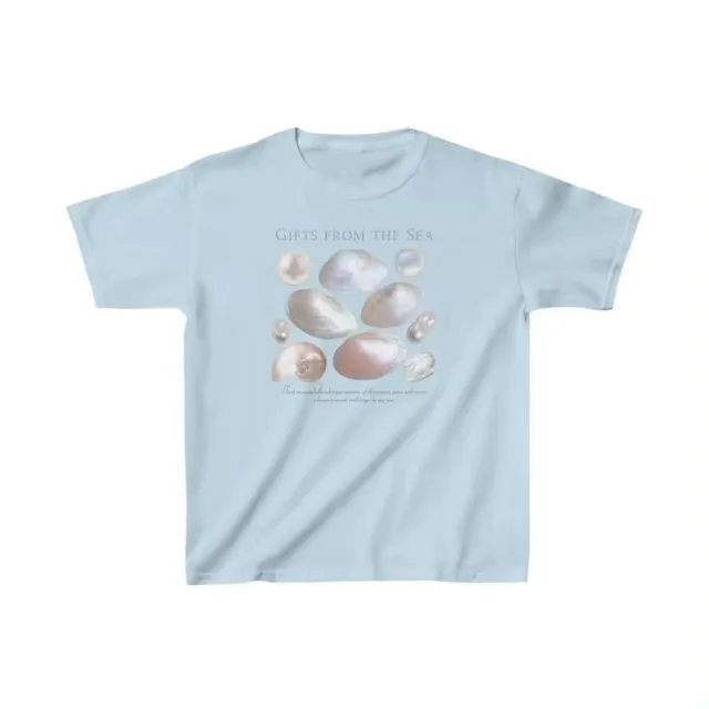New Colorful Pearl Print Pattern Crew Neck T shirt Top Sky Blue - Shop at LoveMi
