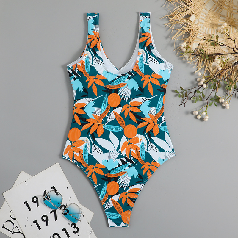 Women's High Waist Polyester Printed One-piece Bikini - Image 3