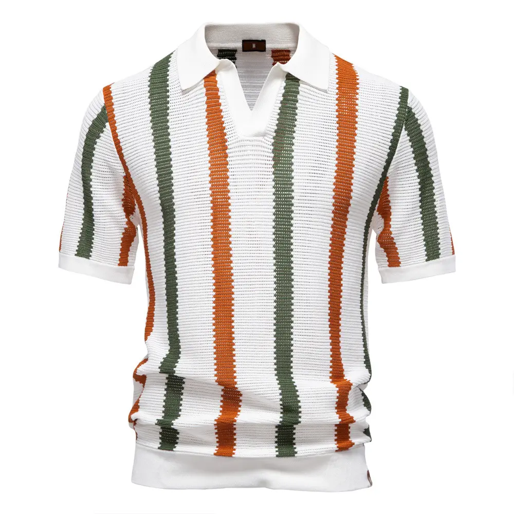 Summer New Breathable Hollow Men Short-sleeved Knitting