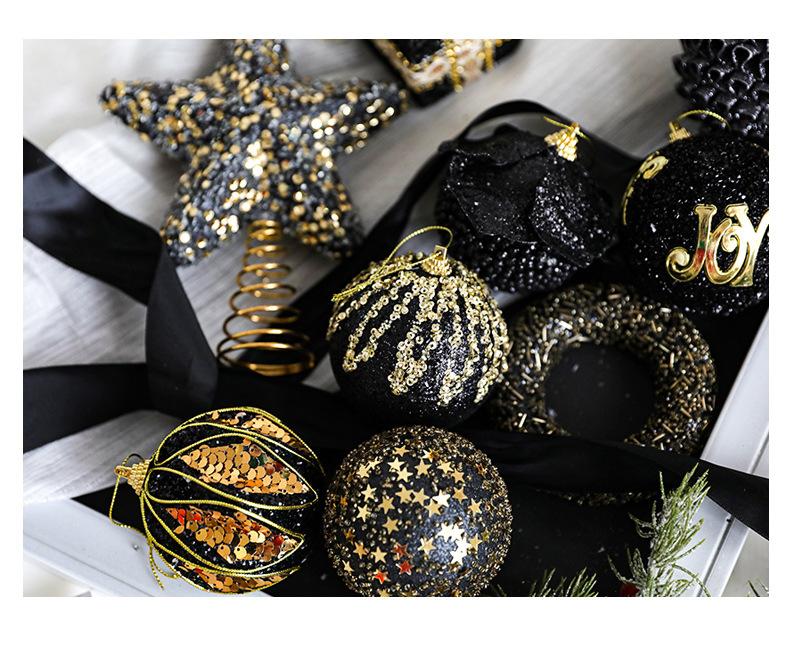 Black And Gold Plush Christmas Ball Christmas Tree Ornament 47 35b24a11 c3fb 45a4 9c33 cc7a7cfa5932