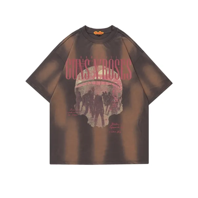 Retro Fashion Brand Multi bit Spray Color Short sleeved T shirt Gray - Shop at LoveMi
