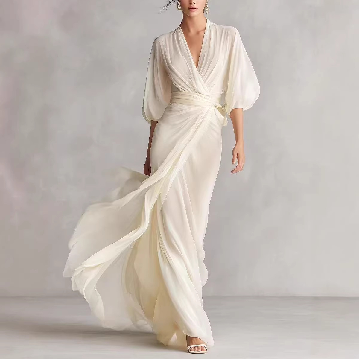 European And American-style Slim-fit Long Dress For Women